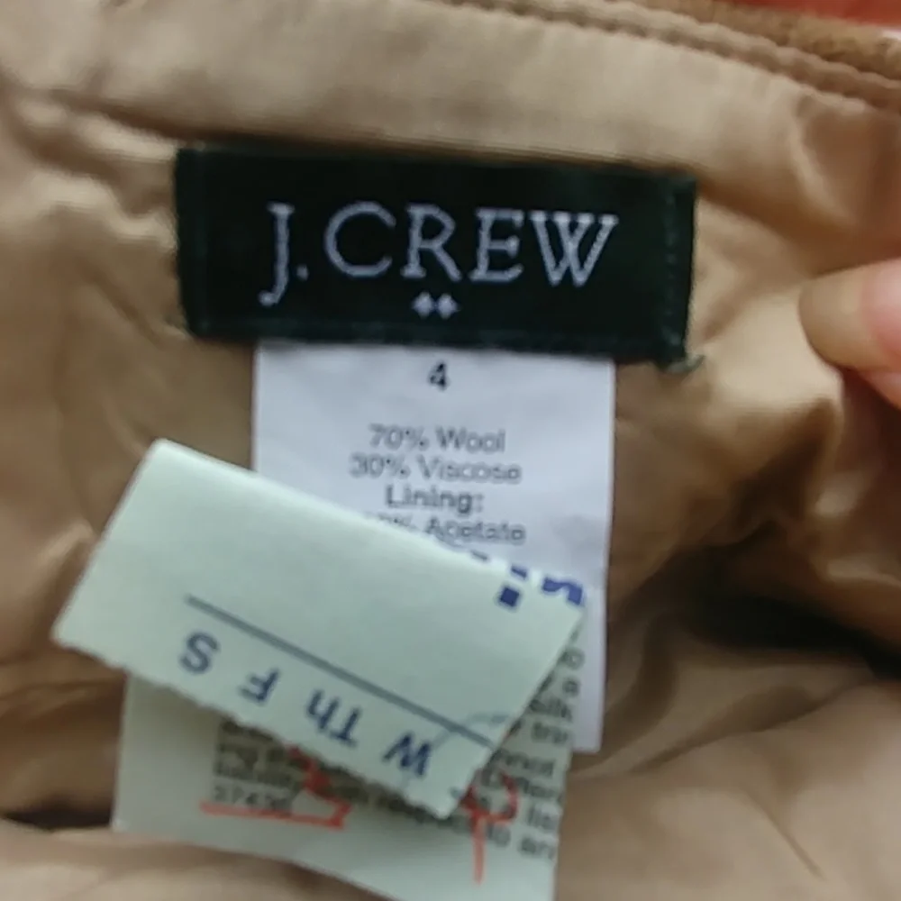 J. Crew wool camel colored lined mini skirt